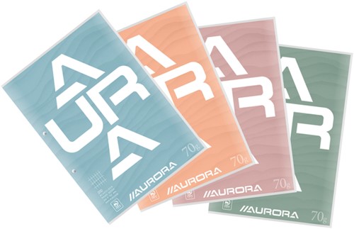 Cursusblok Aurora A4 ruit 4x8mm 2-gaats 200 pagina's 70gr