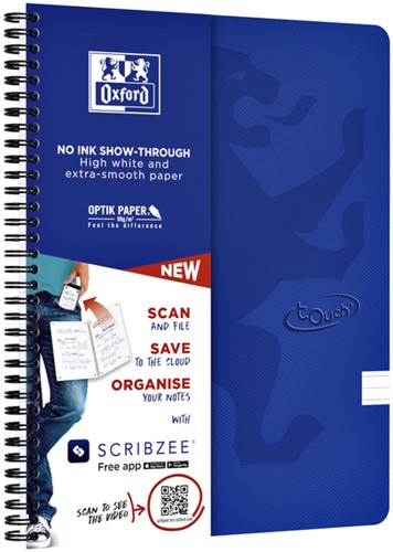 Spiraalblok Oxford Touch A4 lijn 140 pagina's 80gr blauw-2