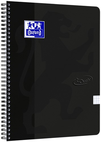Spiraalblok Oxford Touch A4 ruit 5x5mm 140 pagina's 80gr zwart