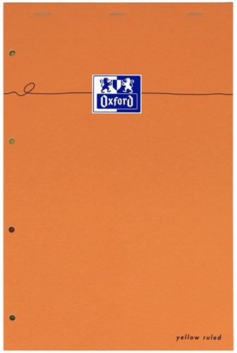 Cursusblok Oxford Orange Notepad A4+ lijn 4-gaats 160 pagina's 80gr oranje