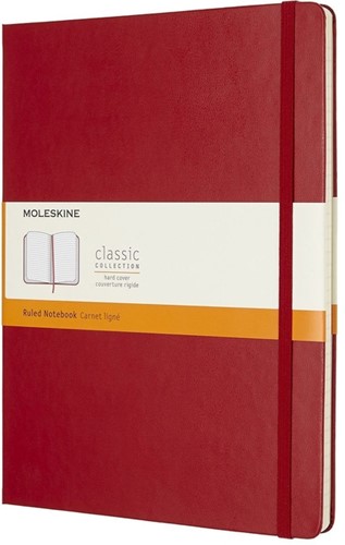 Notitieboek Moleskine XL 190x250mm lijn hard cover scarlet red