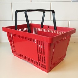 Winkelmandje rood BIG met 2 handgrepen 28ltr