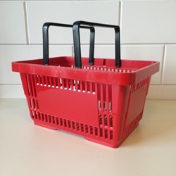 Winkelmandje rood 2 handgrepen 22 liter