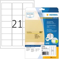Etiket HERMA 8670 A4 63.5x38.1mm folie transparant mat 525st