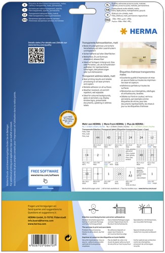Etiket HERMA 8670 A4 63.5x38.1mm folie transparant mat 525st-2