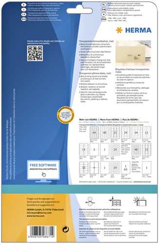 Etiket HERMA 8671 A4 99.1x38.1mm folie transparant mat 350st-2