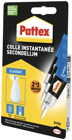 Secondelijm Pattex classic 3 gram blister 2+1 gratis-2
