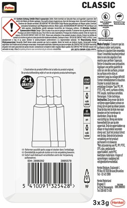 Secondelijm Pattex classic 3 gram blister 2+1 gratis-3