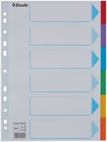 Tabbladen Esselte Standaard A4 6-delig karton 11-rings met voorblad assorti