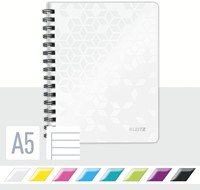 Notitieboek Leitz WOW A5 lijn spiraal PP wit-1