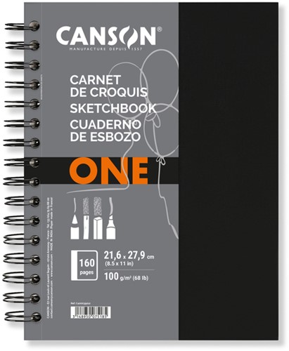 Schetsboek Canson Art Book One spiraalgebonden 80vel 100gr 216x279mm wit
