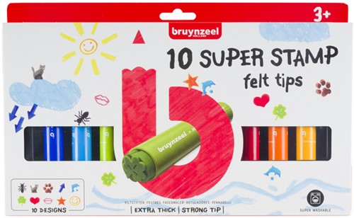 Stempelstift Bruynzeel Kids Super Stamp set à 10 kleuren