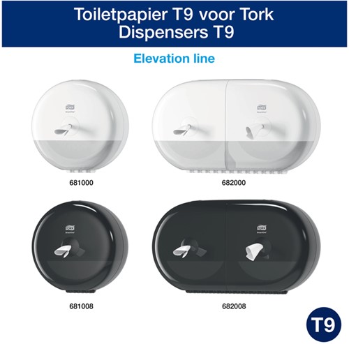 Toiletpapier Tork T9 Advanced SmartOne 2-laags 112m wit 472193-3