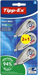 Correctietape Tipp-Ex mini pure ecolutions 5mmx6m blister 2+1 gratis