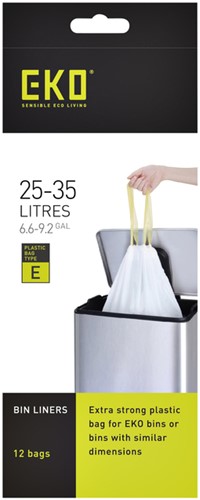 Afvalzak EKO MDPE type E met trekband 55x70cm 25-35L wit rol à 12 stuks-2
