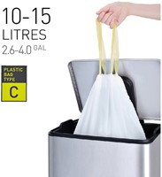Afvalzak EKO MDPE type C met trekband 45x50cm 10-15L wit rol à 20 stuks