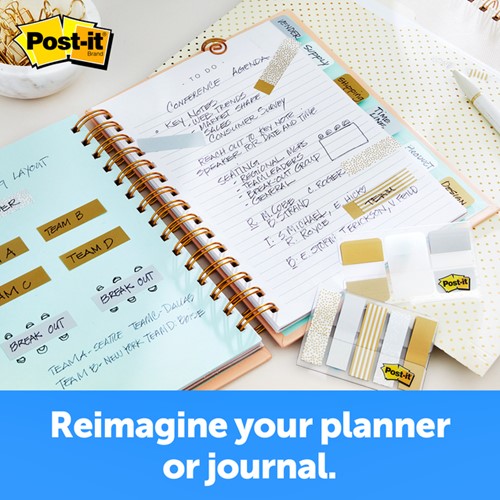 Indextabs Post-it 684 12mmx43mm metallic motief goud zilver 100 tabs-2