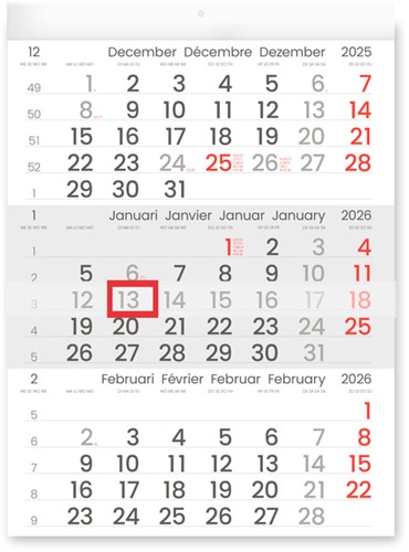 3-Maandkalender 2026 INNI Manager compact-formaat
