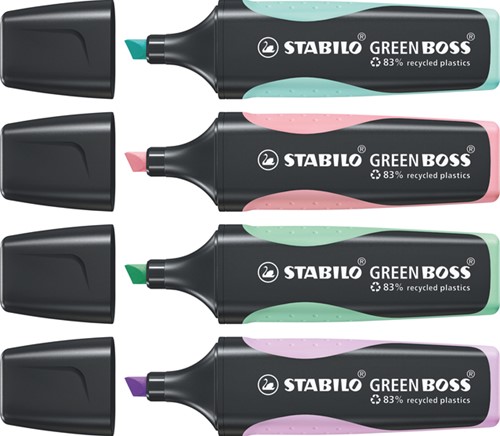 Markeerstift STABILO GREEN BOSS 6070/4 pastel assorti etui à 4 stuks-3