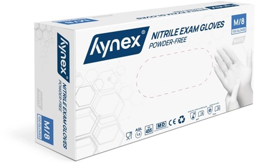 Handschoen Hynex nitril M wit 3.5g 100 stuks
