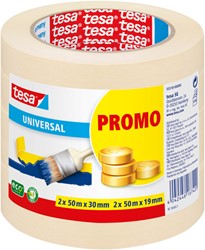 Afplaktape tesa® Economy 2x 50mx30mm, 2x 50mx19mm promopack
