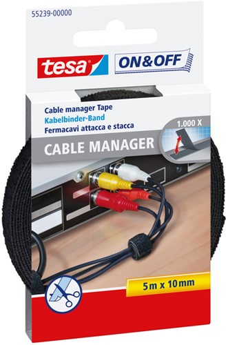 Kabelmanager Tesa On&Off 55239 10mmx5m zwart