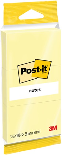Memoblok Post-it Notes 6810 38x51mm canary yellow 3 stuks