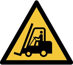 Pictogram bordje Djois Waarschuwing: transportvoertuigen 200x176mm geel
