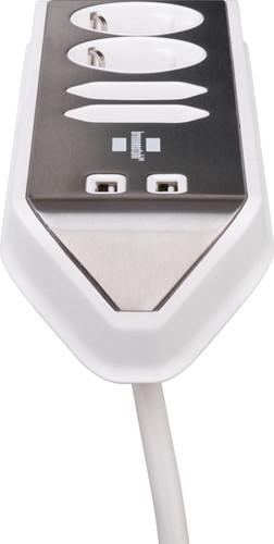 Stekkerdoos Brennenstuhl bureau Estilo 4vdig incl 2 USB 2m wit/zilver-2