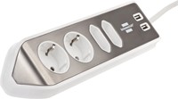Stekkerdoos Brennenstuhl bureau Estilo 4vdig incl 2 USB 2m wit/zilver-3