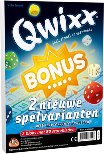 Dobbelspel Qwixx Bonus + 2 extra scorebloks