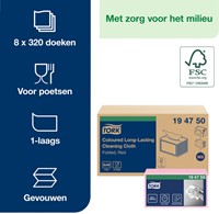 Reinigingsdoek Tork W8 Premium 1-laags 8x40 vel rood 194750-3