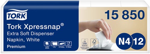 Servet Tork N4 Xpressnap Premium 1/2 vouw 2-laags 213x165mm 1000 vel wit 15850