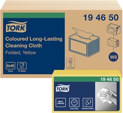 Reinigingsdoek Tork W8 Premium 1-laags 8x40 vel geel 194650