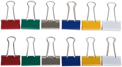 Papierklem MAUL 213 Foldback 32mm capaciteit 13mm assorti 12 stuks