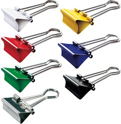 Papierklem MAUL 215 foldback 19mm capaciteit 7mm assorti 12 stuks