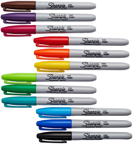 Viltstift Sharpie rond fijn assorti blister à 12 stuks-2