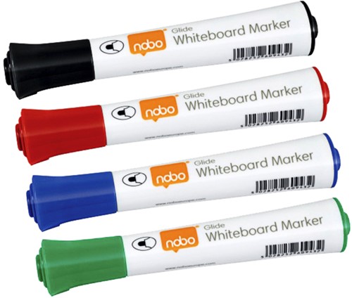Whiteboardmarker Nobo Glide rond assorti 2mm 10st