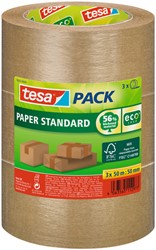 Verpakkingstape tesapack® Papier Standard ecoLogo 50mx50mm bruin bundel 3 rollen