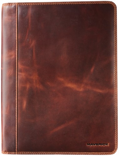Schrijfmap Maverick The Original A4 rits incl schrijfblok leer bruin