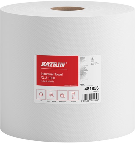 Poetspapier Katrin Industrial extra groot 2-laags 1000 vel wit 481856