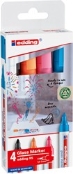 Viltstift edding 95 glasbord rond 1.5-3mm incl wit assorti 4 stuks