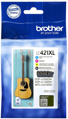 Inktcartridge Brother LC-421XL zwart + 3 kleuren