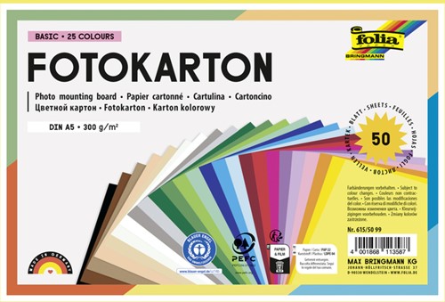 Fotokarton Folia 300gr A5 50vel assorti