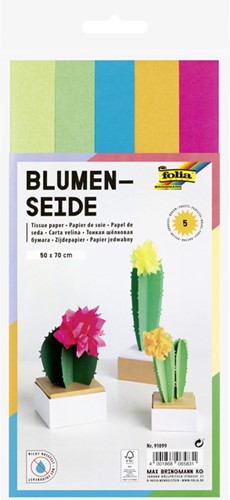 Zijdevloeipapier Folia 50x70cm 20gr neon assorti 5 vel