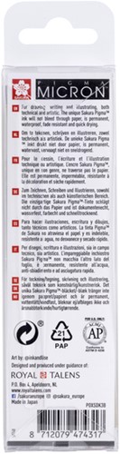 Fineliner Sakura Pigma Micron 05 set zwart & grijs 3 maten-2