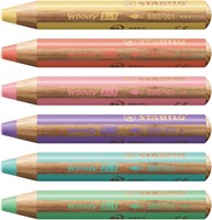Kleurpotloden STABILO 880 woody inclusief puntenslijper pastel assorti etui à 6 stuks-2