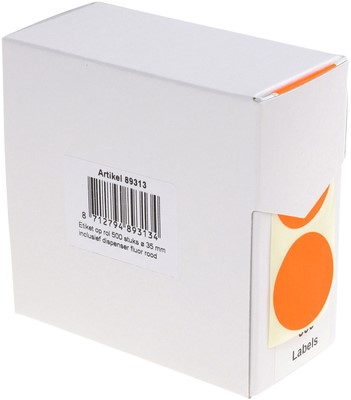Etiket Rillprint 35mm 500st op rol fluor rood