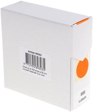 Etiket Rillprint 25mm 500st op rol fluor rood