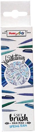 Brushpen Pentel Sign SES15C Spring Rain assorti 6 stuks-2